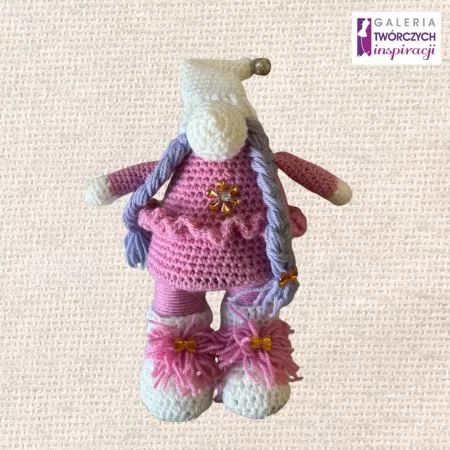 Różowy Skrzat - Lalka tekstylna 34 cm